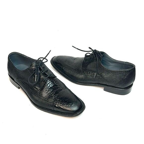 David X Genuine Lizard and Ostrich Men's Dress Shoes Black Size 9.5 - Picture 4 of 14
